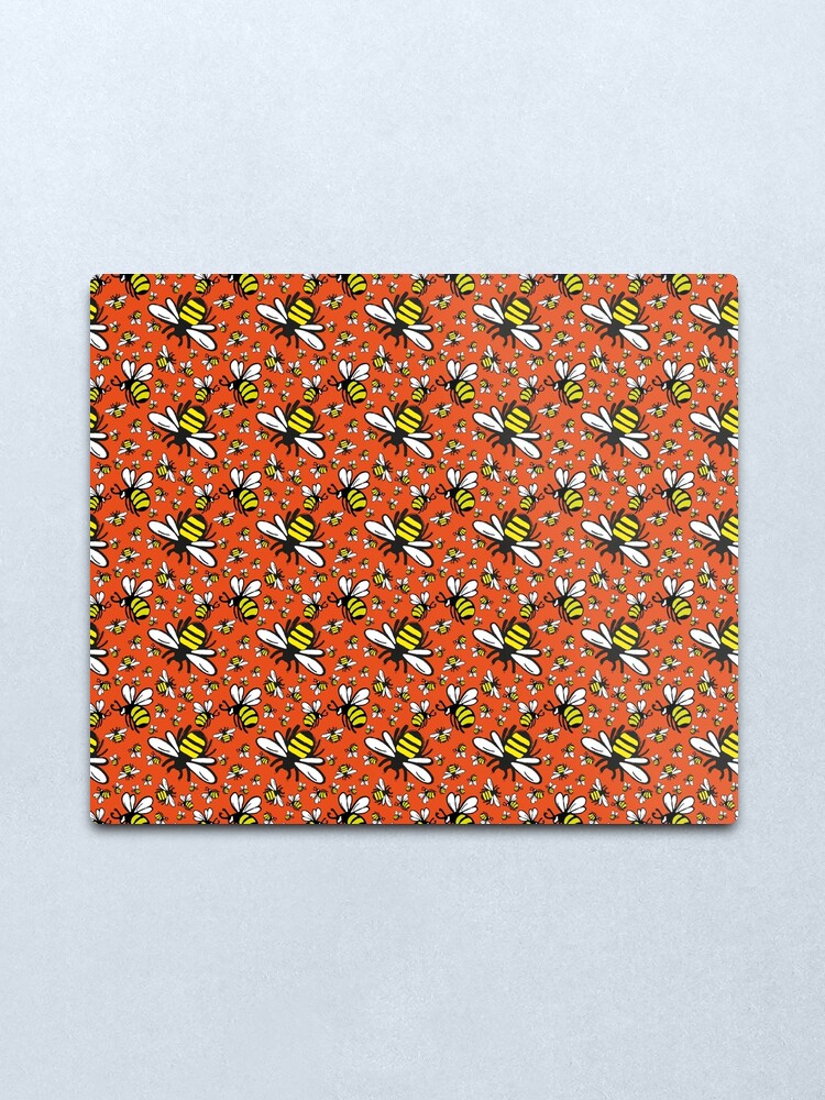Alternate view of Buzzy Bee and his little ones in ORANGE Metal Print
