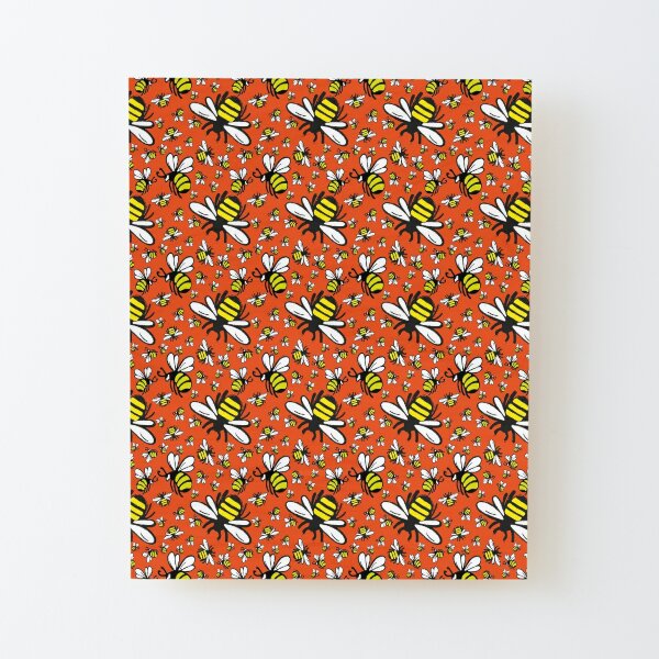 Buzzy Bee and his little ones in ORANGE Wood Mounted Print