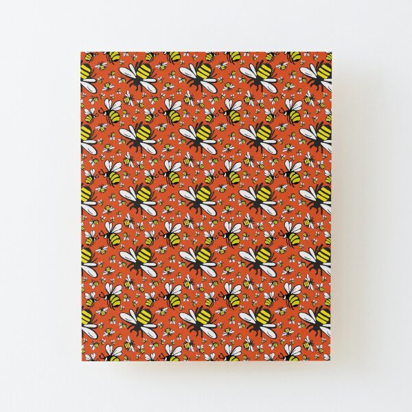 Buzzy Bee and his little ones in ORANGE Wood Mounted Print