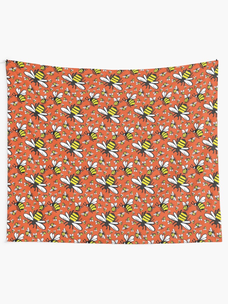 Alternate view of Buzzy Bee and his little ones in ORANGE Tapestry