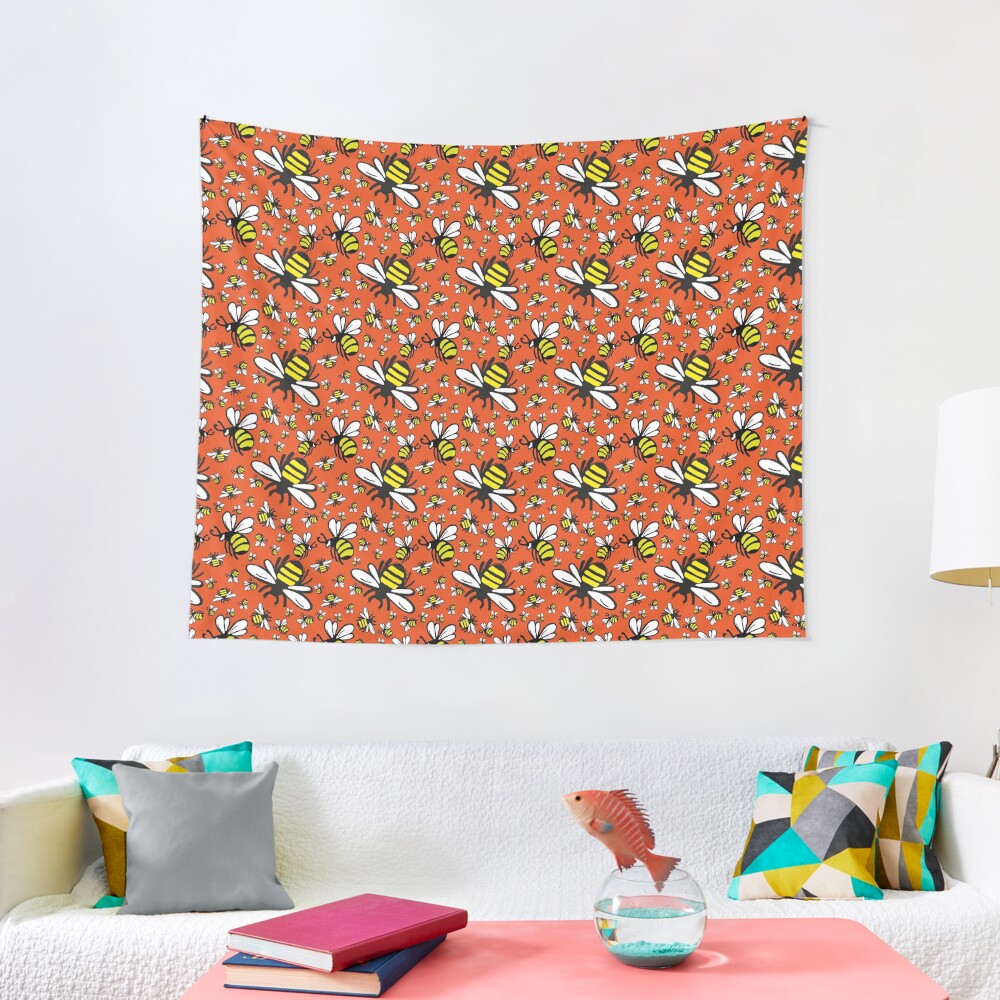Buzzy Bee and his little ones in ORANGE Tapestry
