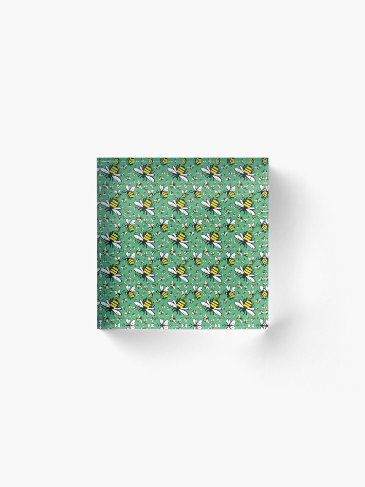 Alternate view of Buzzy Bee and his little ones in VIBRANT MINT GREEN Acrylic Block