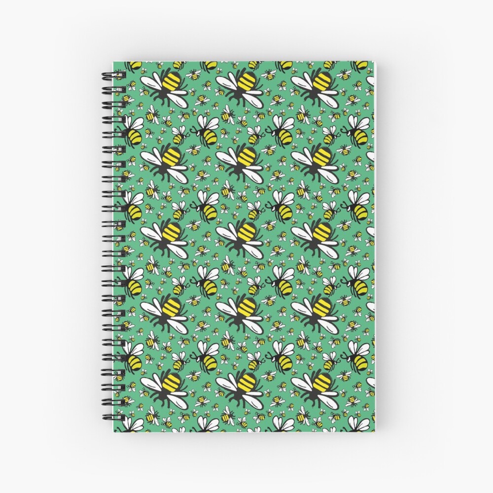 Buzzy Bee and his little ones in VIBRANT MINT GREEN Spiral Notebook