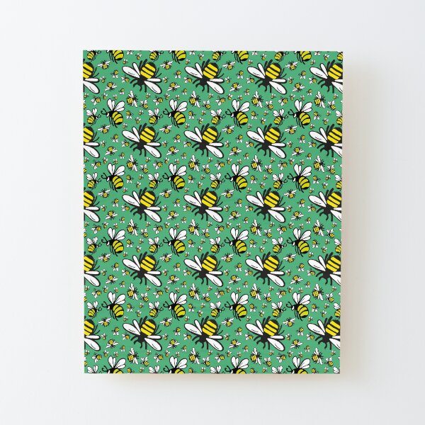 Buzzy Bee and his little ones in VIBRANT MINT GREEN Wood Mounted Print
