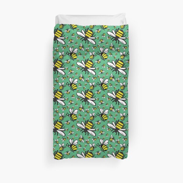 Buzzy Bee and his little ones in VIBRANT MINT GREEN Duvet Cover