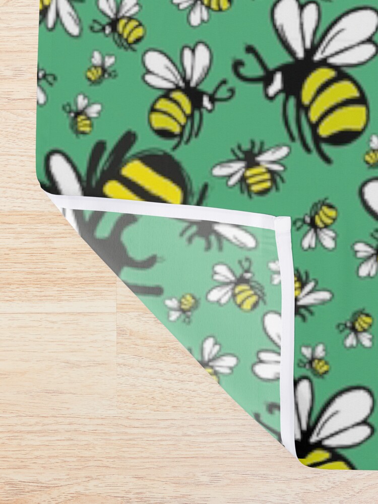 Alternate view of Buzzy Bee and his little ones in VIBRANT MINT GREEN Shower Curtain