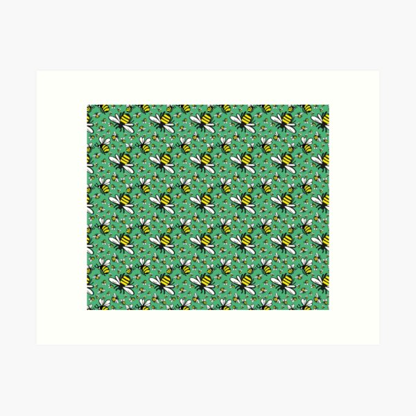 Buzzy Bee and his little ones in VIBRANT MINT GREEN Art Print