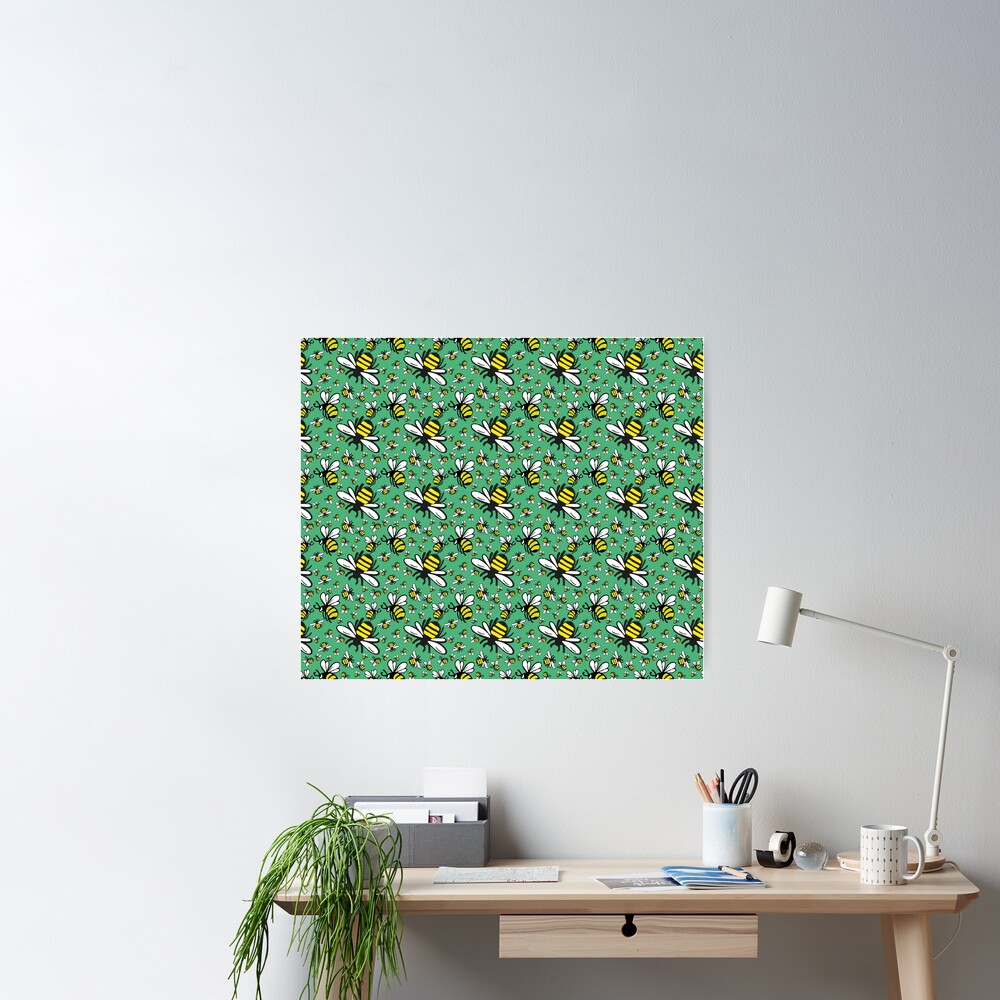 Buzzy Bee and his little ones in VIBRANT MINT GREEN Poster