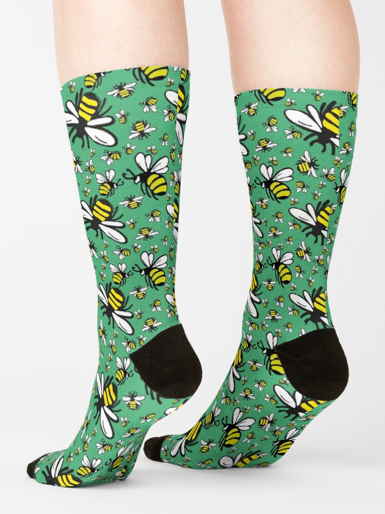 Alternate view of Buzzy Bee and his little ones in VIBRANT MINT GREEN Socks