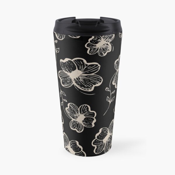 Pretty Pansy in Cream & Black Travel Mug