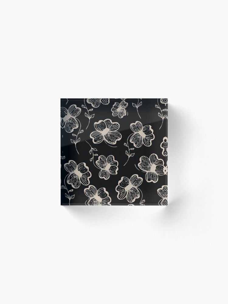 Alternate view of Pretty Pansy in Cream & Black Acrylic Block