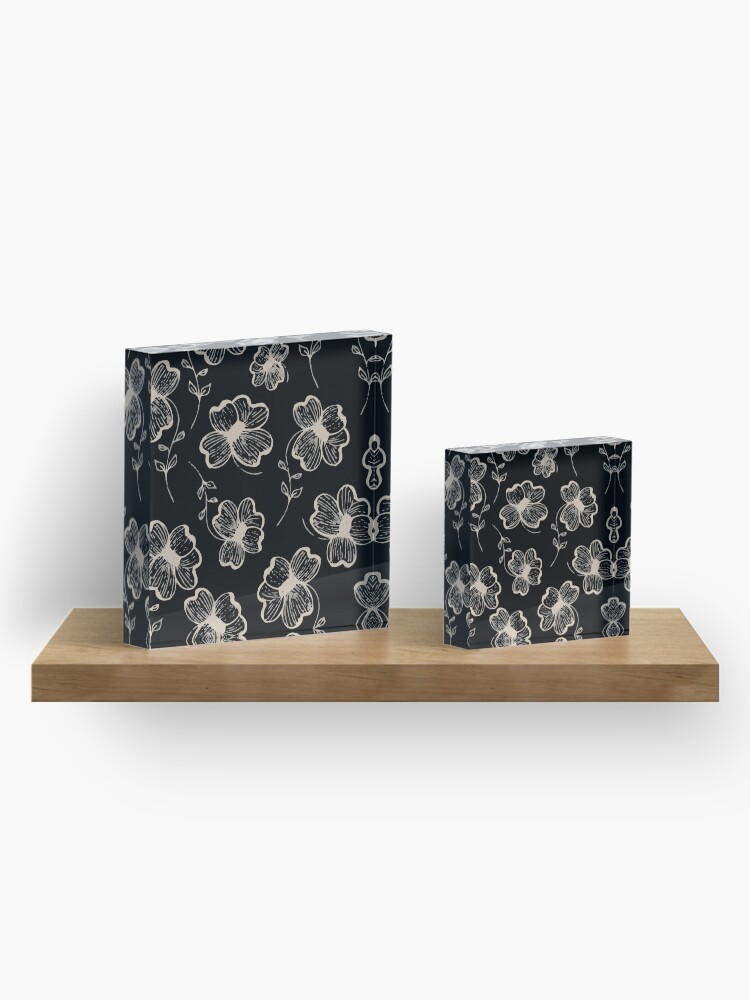 Alternate view of Pretty Pansy in Cream & Black Acrylic Block