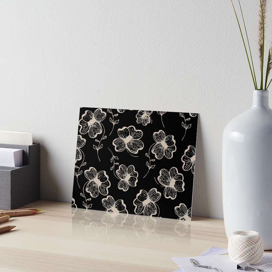 Pretty Pansy in Cream & Black Art Board Print
