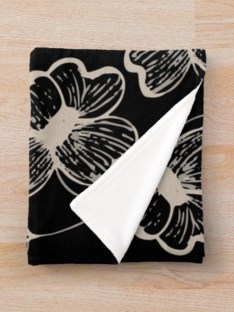 Alternate view of Pretty Pansy in Cream & Black Throw Blanket