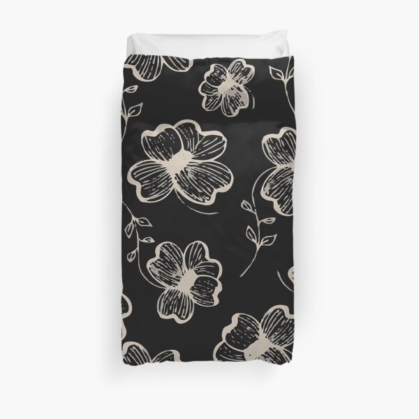Pretty Pansy in Cream & Black Duvet Cover