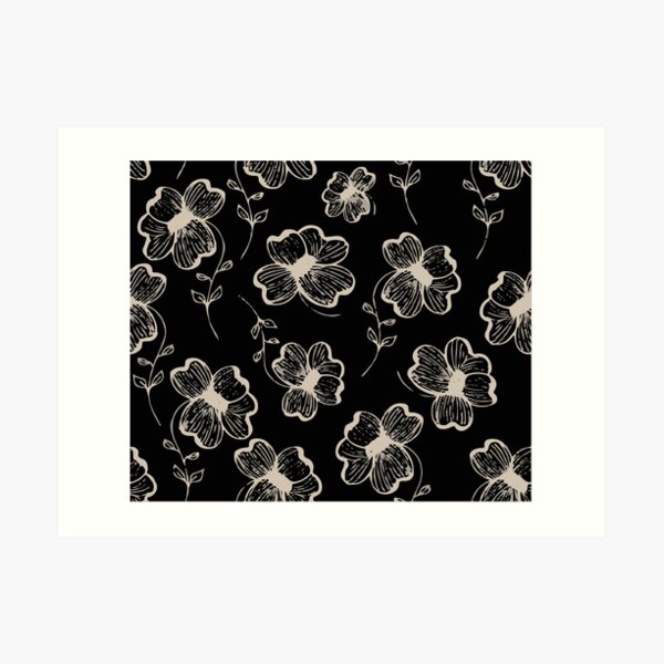 Pretty Pansy in Cream & Black Art Print