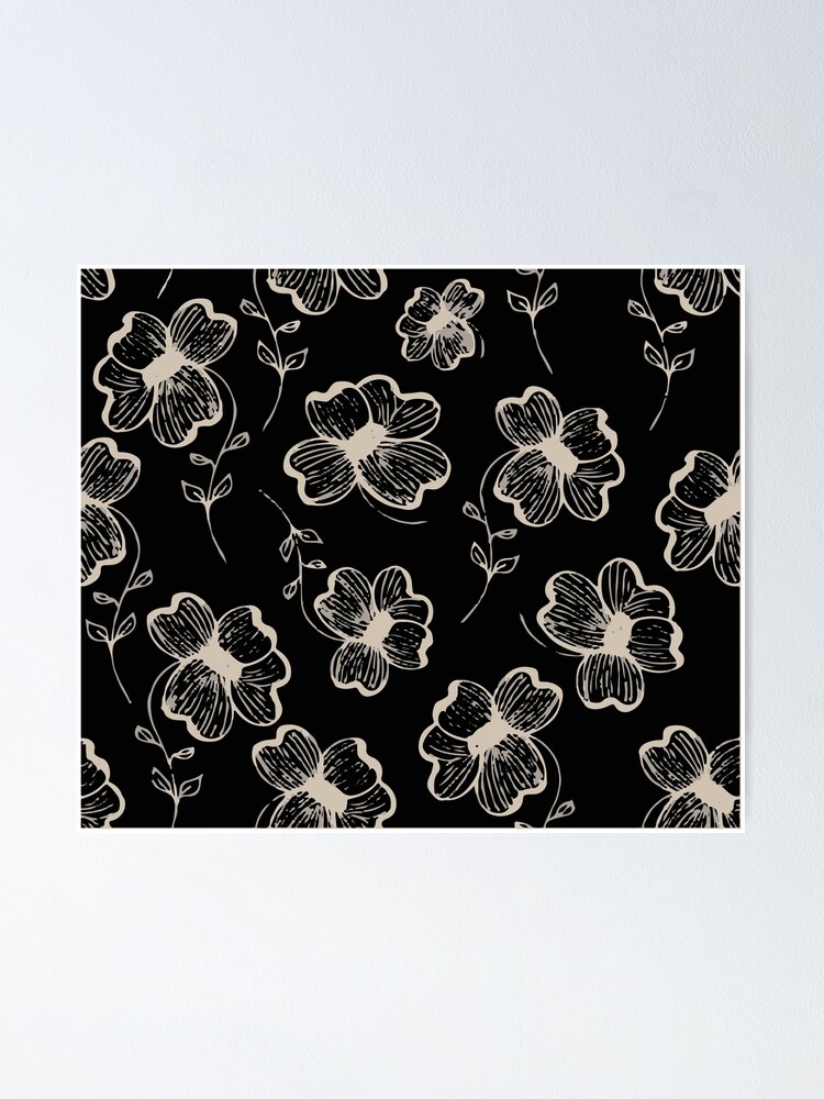Alternate view of Pretty Pansy in Cream & Black Poster
