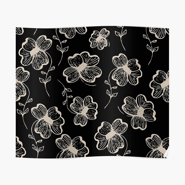 Pretty Pansy in Cream & Black Poster