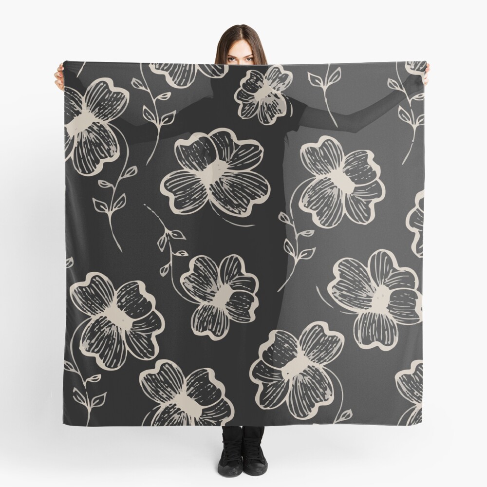Pretty Pansy in Cream & Black Scarf