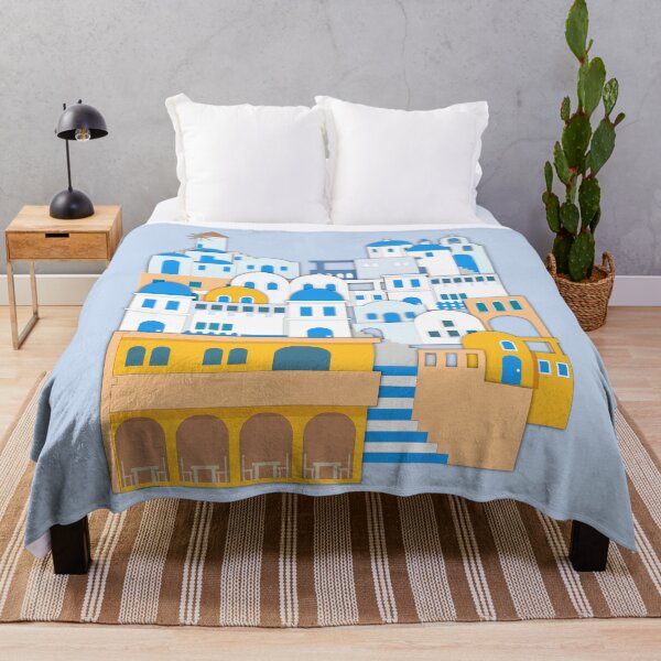 Item preview, seamless pattern Santorini Greece village houses Colorful hand drawn illustration cityscape sketch designed and sold by mashmosh.