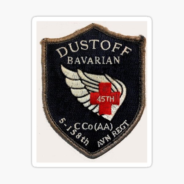 Item preview, US Army 45th C Co. 5-158th AVN REGT DUSTOFF Bavarian Patch Sticker designed and sold by MilitaryPlus.
