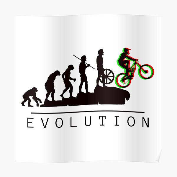 Mountain Bike Wheelie Evolution Poster