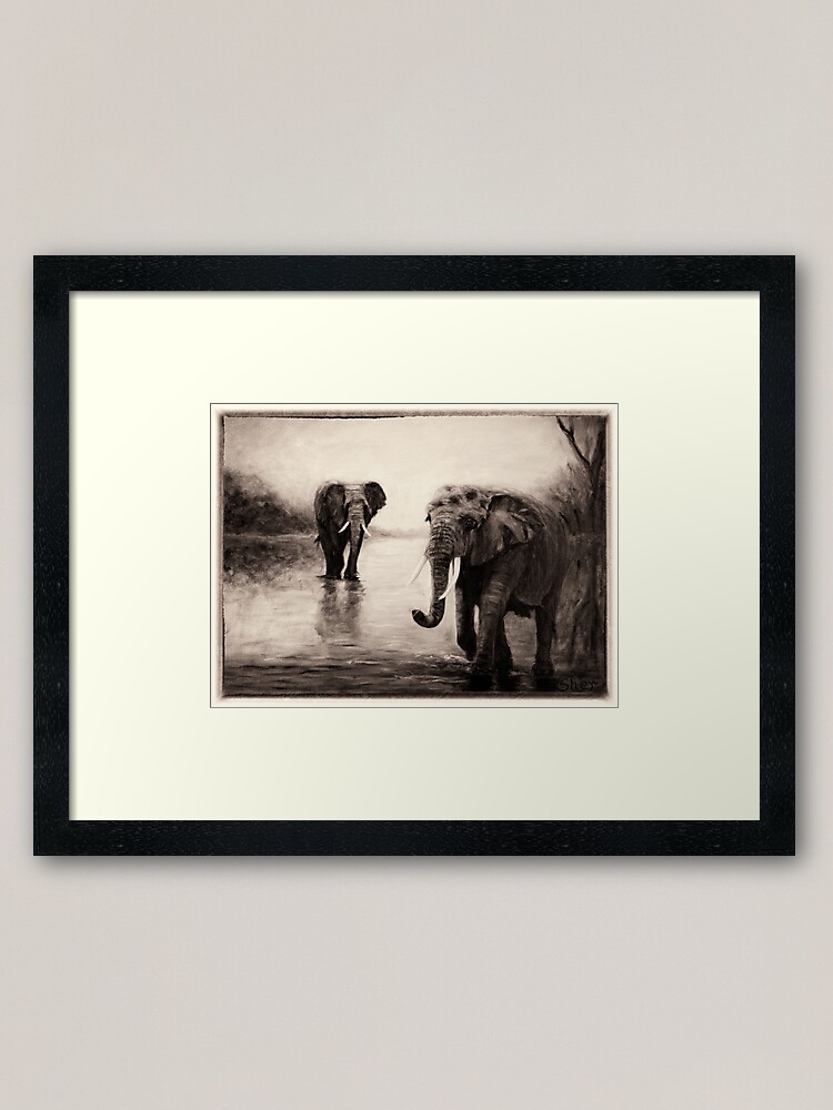 Alternate view of African Elephants at Sunset Framed Art Print