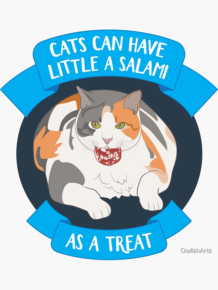 Thumbnail 3 of 3, Sticker, Cats Can Have Little A Salami designed and sold by OwlishArts.