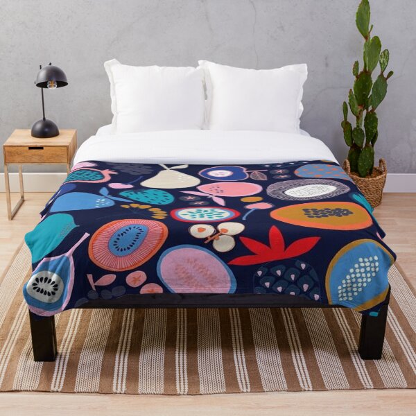 Item preview, Navy Blue Tropical Fruit Print Pattern designed and sold by WildDaisy.