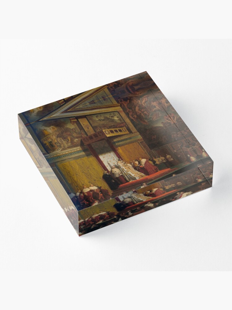 Alternate view of Pope Pius VII in the Sistine Chapel Oil Painting by Jean-Auguste-Dominique Ingres Acrylic Block
