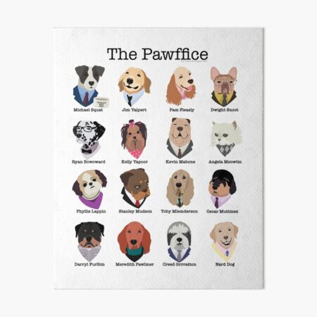 Les personnages Pawffice du bureau en tant que chiens Impression rigide