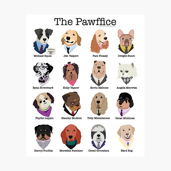Los personajes de Pawffice de The Office como perros Lámina fotográfica