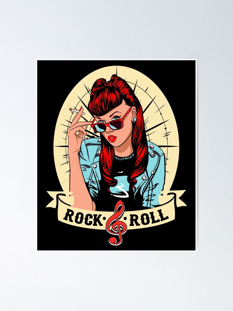 Rockabilly Pin up Girl Sock Hop Rockers Vintage Rock and Roll Music Poster  by MemphisCenter