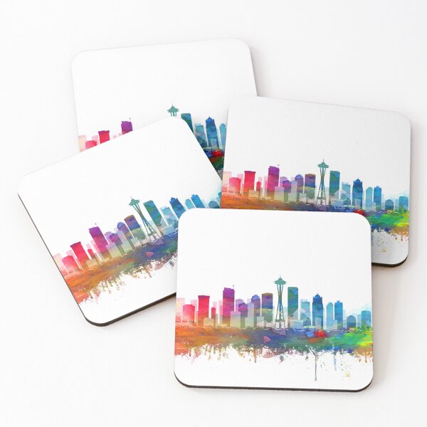Item preview, Seattle Skyline Watercolor by Zouzounio Art designed and sold by zouzounioart.