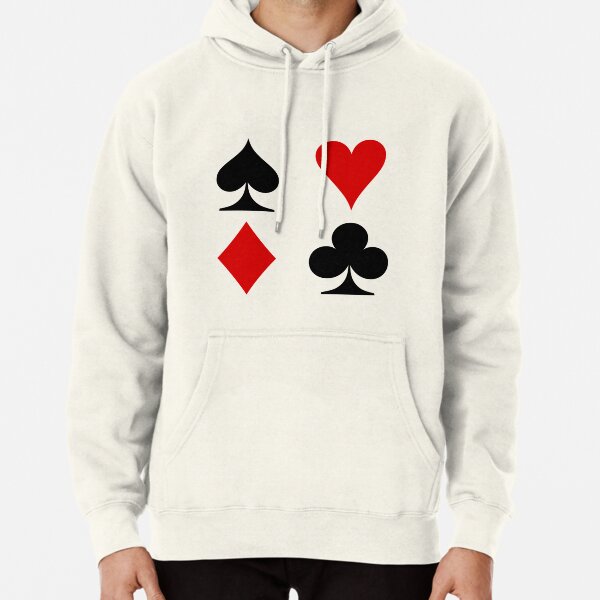 Playing card suit: Clubs, Spades, Hearts, Diamonds - Масти игральных карт: трефы, пики, червы, бубны Pullover Hoodie