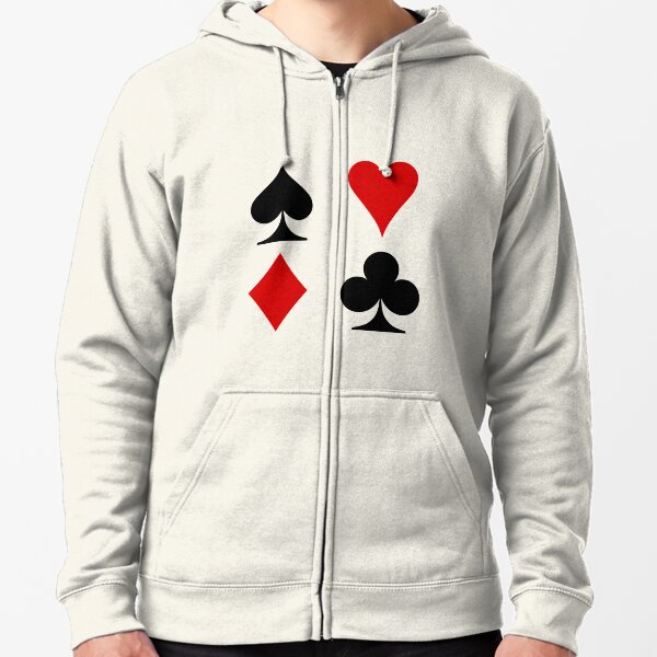 Playing card suit: Clubs, Spades, Hearts, Diamonds - Масти игральных карт: трефы, пики, червы, бубны Zipped Hoodie