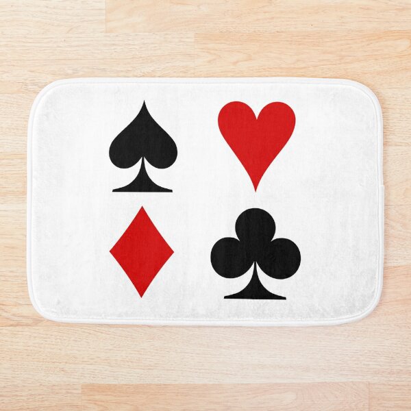 Playing card suit: Clubs, Spades, Hearts, Diamonds - Масти игральных карт: трефы, пики, червы, бубны Bath Mat