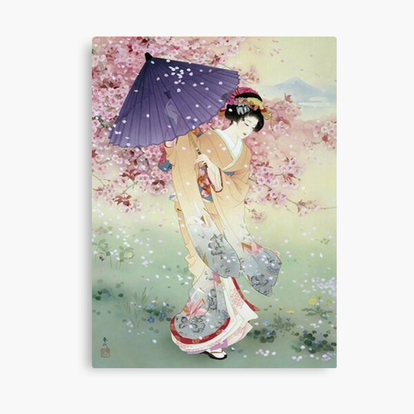 Item preview, Pretty Japanese woman with a parasol and pink cherry blossoms designed and sold by MindChirp.