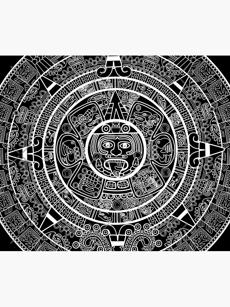 Monochrome Mayan Aztec Calendar by renju1902