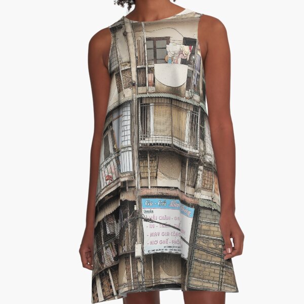 Architecture and houses, Hanoi Vietnam A-Line Dress