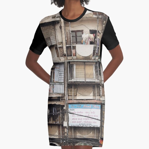 Architecture and houses, Hanoi Vietnam Graphic T-Shirt Dress