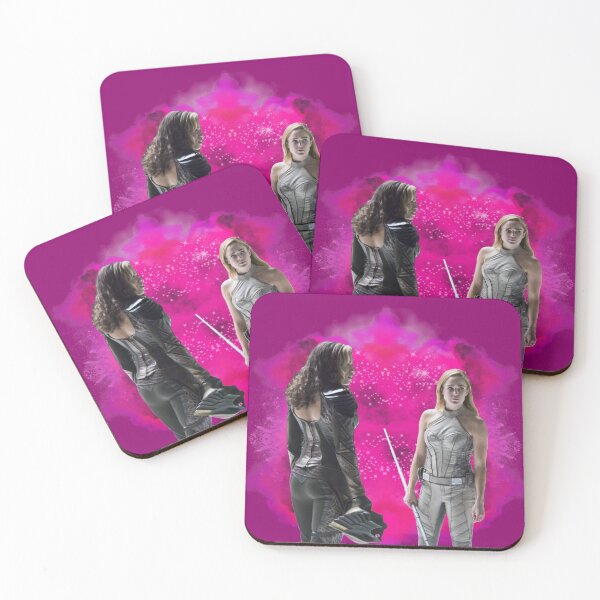 Item preview, Sara Lance and Kendra Saunders pink background designed and sold by dutchchu.