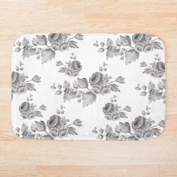 Aperçu de l'œuvre Modèle sans couture floral peint à la main aquarelle gris et blanc créée et vendue par InaDim.