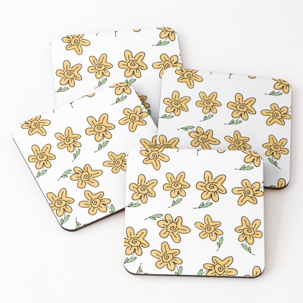 Item preview, Golden yellow Whimsical sunflowers spring flower doodles  designed and sold by TheDoodleFairy.