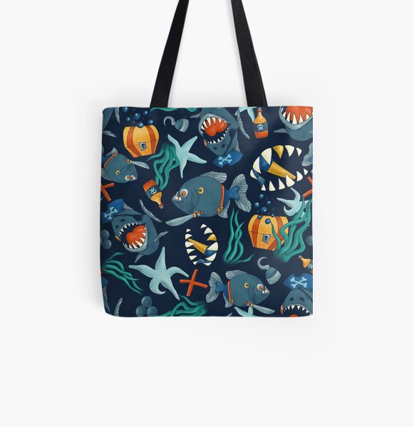 Pirate piranhas All Over Print Tote Bag