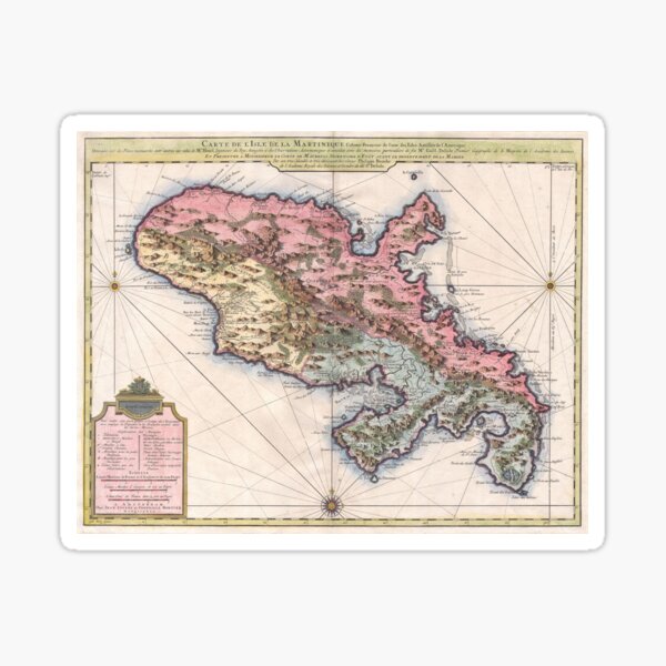 Aperçu de l'œuvre Carte ancienne de l'île de la Martinique (1742) créée et vendue par BravuraMedia.