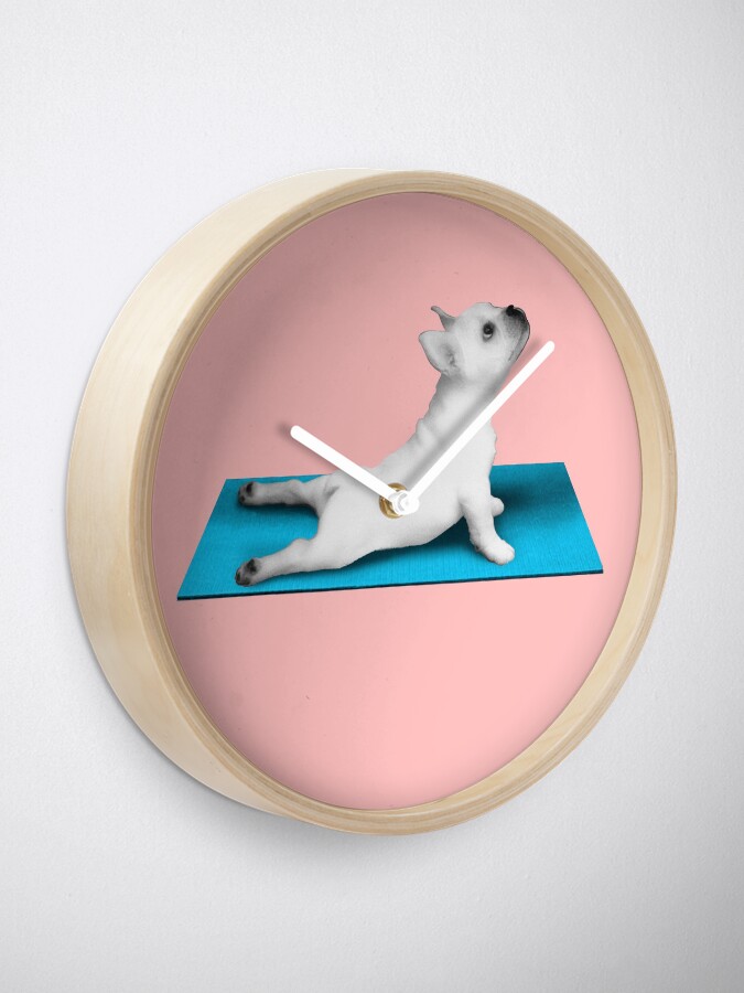 Alternate view of Yoga dog blue mat Clock