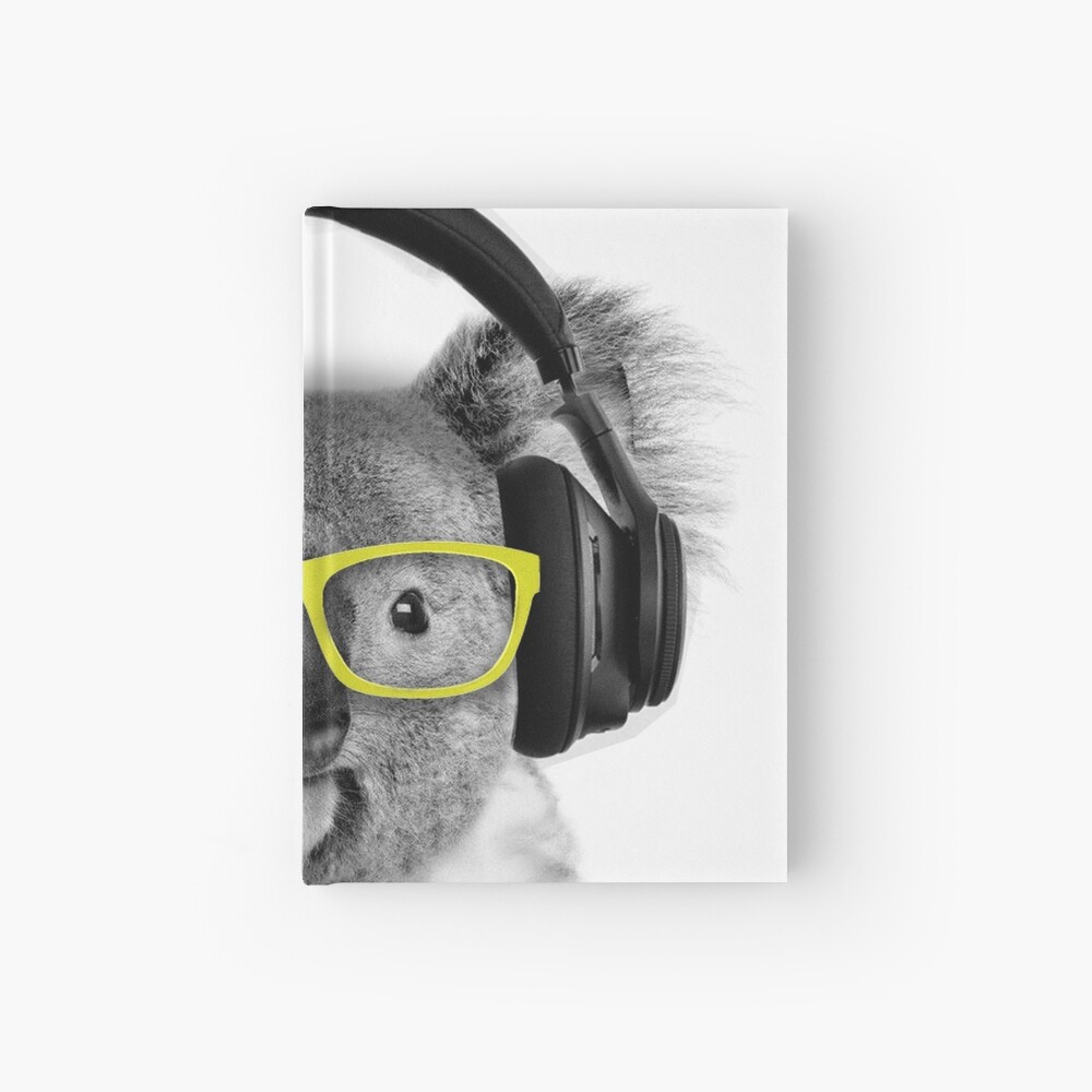 Koala, lovely koala grooving with headphones and glasses Hardcover Journal