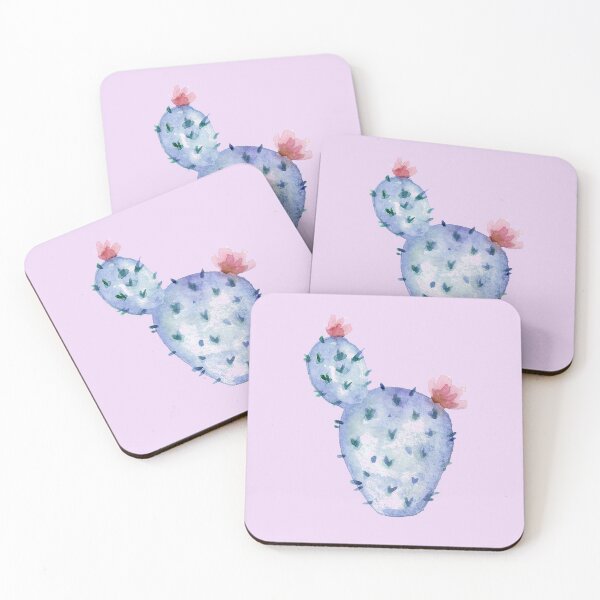 Aperçu de l'œuvre Cactus aquarelle fond parme créée et vendue par Jenmag.