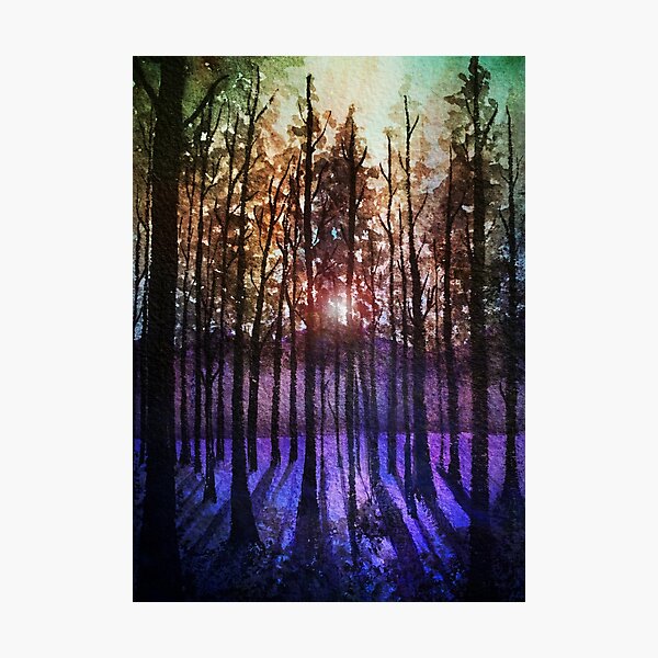 Item preview, Rainbow sunset: fantasy watercolor forest designed and sold by Llyrel.
